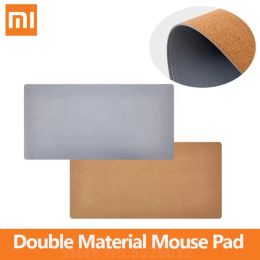 Control Original Xiaomi Double Material Mouse Pad Large PU Leather Natural Cork Table Mat 800mm Waterproof Pad For Office Home