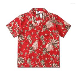 Mens Casual Shirts Summer Men Pineapple Print Shirt Lovers Fashion Short Sleeve Cool Thin Loose Hawaiian Beach Harajuku Lapel