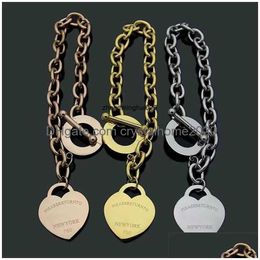 Anynew Brand Ot Clasps Love Charm Bracelet Classic T Letter Designer Couples Chain Fashion Men And Women Jewelry Drop Delivery Dhyes