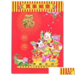 Calendar Wholesale Calendar Hanging Wall Calendars 2024 Chinese Traditional Lunar Terable Scroll Pendant Year Dragon Living Room Decor Dhfsg