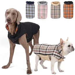 Jackets Warm Fleece Jacket with Belt for Dogs, Big Dog Clothes, Plaid Print, Greyhound Weimaraner costume, Winter Fashion Pet Supplies