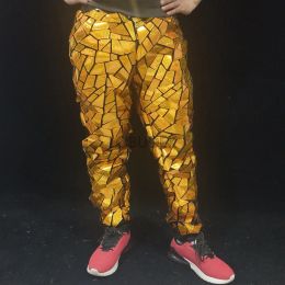 Pants Gold Silver Laser Mirror Casual Pants Male Hip Hop Dancer Stage Performance Shiny Trousers Bar Singer Party Show Harem Pants