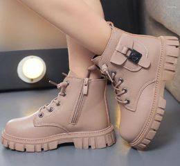 Boots Boys Girls Snow Shoes Kids Fashion Waterproof Rubber Autumn Winter Children PU Soft Sole Side Zipper Round-toe