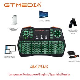 Keyboards Hot GTMEDIA I8x Plus Wireless 2.4G Keyboard English Spanish Portuguese Air Mouse For Android TV BOX GTC X96 PS3 PC Mac