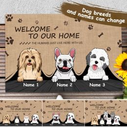 Pens Personalized Pet Dog Cat mat Welcome Doormat for outdoor Floor Mats Custom Pet Home Mats blanket Dog Cat accessories decoration