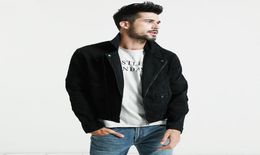 FashionBlack Denim Jacket Men 2018 Autumn New Slim Fit Zippers Short Biker Jackets Fashion Jeans Coats Brand Clothing NJ6520Y18827288790