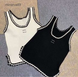 Anagram-embroidered Women Tanks Camis cotton-blend tank tops Two C letters Designer Skirts Yoga Suit CHANNEL Dress bra Vest Ladies solid Vintage T Shirt Femme54465