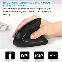 Mice H1 Rechargeable Adjustable DPI Wireless Ergonomic Vertical Mouse 2.4GHz 2400DPI Vertical Mice for Laptop/MacBook/PC