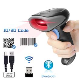 WB-2D Bluetooth 2D streckkodsläsare och W QR 2.4G trådlös trådbunden handhållen streckkodsscanner USB Support Mobiltelefon iPad 240229