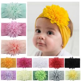 Turban Hair Bands New plain hat baby hair accessories baby nylon traceless flower headscarf children's wide brimmed headband