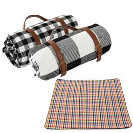 Mat Thicken Plaid Outdoor Foldable Waterproof Picnic Mat Fashion Pad Breathable Soft Waterproof Portable Camping Travel Beach Blanke