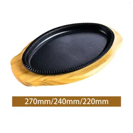 Pans Steak Fry Plate Oval Shape Server Platter Fajita Sizzling Pan Set Teppanyaki Grill For Home Restaurant