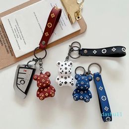 Keychains Lanyards Cute bear designers keychains men and women cute bear keychain couple ins car doll key chain charm