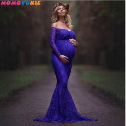 Dresses Sexy Shoulderless Maternity Dresses Photoshoot Ruffles Pregnancy Maxi Gown Pregnant Women Dress Photography Props Mermaid Dress