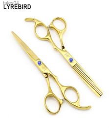 Scissors Shears Hair scissors 6 INCH Hairdressing scissors Golden Hair cutting shears Thinning scissors Blue stone Lyrebird NEW6594208 240302