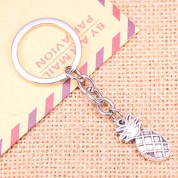 Keychains 20pcs Fashion Keychain 24x12mm Pineapple Pendants DIY Men Jewellery Car Key Chain Ring Holder Souvenir For Gift