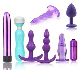 8pcslot Silicone Beads Anal Plug G Spot Vibrator Anus Massager Adult Sex Toys For Men Women Clit Stimulation Sex Product Set Q0322015383