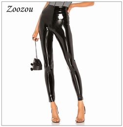 Black Skinny Latex Faux Leather Pants PU Pantent Leggings Commando Women Slim High Waist Sexy Bodycon Pant s CUSTOM 2109256125538