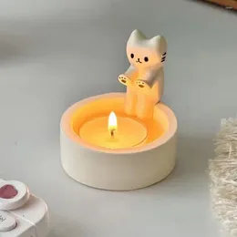 Candle Holders Decorative Resin Holder Cartoon For Room Kitchen Bathroom Kitten Dog Candlestick Desktop