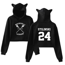 Sweatshirts Teen Wolf Hoodie Women Stilinski 24 Beacon Hills Lacrosse Pullover Sweatshirt Girls Cat Ears Hoodies Hip Hop Streetwear