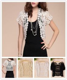 Wraps Jackets White Black Apricot Women Short Sleeve Shrug Bolero Lace Wedding Bridal Summer Jacket Elegant Cape5907592