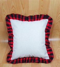 18 inch Blank Sublimation Pillow Case DIY Thermal Linen Cushion Throw Pillow Covers Tartan Plaid Lace Pillowcases Home Decoration 7261553