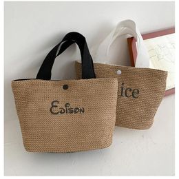 Shopping Bags Summer Straw Bag Custom Name Holiday Woven Tote Embroidery Wedding Party Bridesmaid Gift Supplies