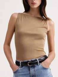 Women's Tanks Round-Neck Slim Simple Fashion Solid Colour Sleeveless Camis