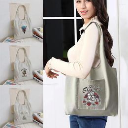 Shopping Bags Bag Foldable Student Canvas Shoulder Cobra Printed Ladies Shopper Travel Tote Work Handbag Organizer