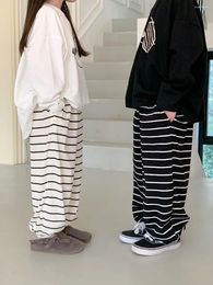 Trousers 2024 Spring Children Cotton Loose Baby Boy Girl Versatile Harem Pants Kids Striped Casual Toddler Clothes