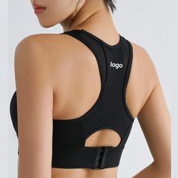 Bras LO Gathering Beauty Back Integrated Fitness Bra Fixed Cup Sports Shockproof High Strength Women's Running Yoga Tank Top