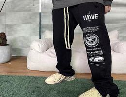 Letter Patchwork Casual Mens Sweatpants Streetwear Oversized Loose Drawstring Trousers Hip Hop7671798