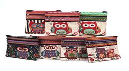Canvas Owl Shoulder Bags cartoon Casual Messenger bag Owl folkcustom Striped bag 5 style top quality6021622