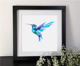 Nordic Hummingbird Canvas Paintings Geometric Triangles Colourful Posters Print Animals Modern Wall Art Pictures Home Decor No Fram7574556