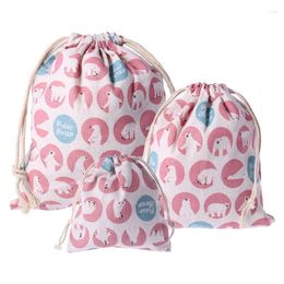 Storage Bags String Drawstring Cotton Linen Tote Bag For Underwear Toy Gift F0T4