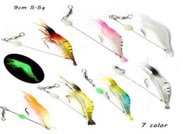 9cm 55g Luminous Shrimp Hook Soft Baits Lures Single Hooks 7 Colours Mixed Silicone Fishing Gear F109422321