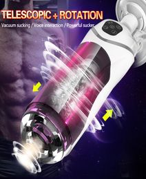 Full Automatic Piston Telescopic Rotation Male Masturbator Cup Adult Sex Toys Real Vagina Sucking Vibrator Hands Sex Machine Y5652760