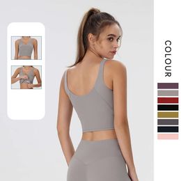 Lu Align Lemon Tanks Outfit Camisoles NWT Crop Top Women Spandex Backless Sports Bra Push Up Female Lingerie Without Frame Yoga Wear Workout Clothes Fitness Tights Jo