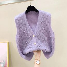 Women's Tanks Knitted Vest Cardigan Spring And Autumn Korean Version Sweater Loose Tank Top