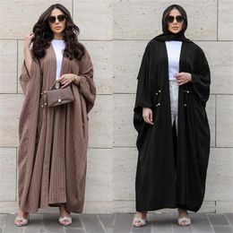 Ethnic Clothing Plain Women Muslim Open Abaya Cardigan Bat Sleeve Maxi Dresses Turkey Kimono Dubai Arabic Eid Party Gown Kaftan Morocco