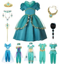 Jasmine Dress UP Aladdin Princess Girl Fancy Costume for Kids Baby Halloween Cosplay Party Clothing Birthday Gift 2205194595956