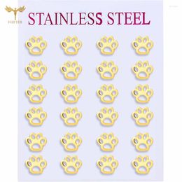 Stud Earrings Puppy Dog Cat Pet Paw Print Golden Stainless Steel Animal Earings Set For Women Girls Jewellery Ornaments Wholesale