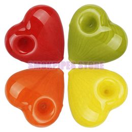 Cool Colorful Glass Bubbler Pipes LOVE Heart Dry Herb Tobacco Spoon Bowl Filter Oil Rigs Handpipes Handmade Portable Bong Smoking Cigarette Holder Tube DHL