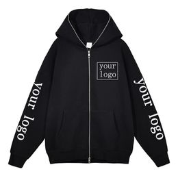 Custom Zip Up Hoodies Men Women Personalized Printed Sweatshirt Design Your Own Pattern Y2K Streetwear Zipper Jacket Coats 240220