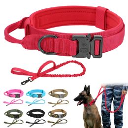 Collars Military Tactical Dog Collar Pet Bungee Leash Durable Nylon Pet Training Collars Lead Rope With Handle Large Dogs French Bulldog