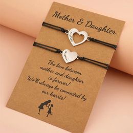 Charm Bracelets Mother Daughter Set 2pcs Mommy And Me Matching Stainless Steel Love Heart Jewellery Gift Mother's Day Bracelet