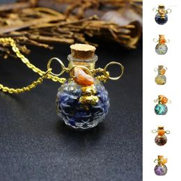 Pendant Necklaces Natural Stone Wishing Bottle Charm Necklace Handmade Faux Crystal Geometric Memorable Jewelry Accessory