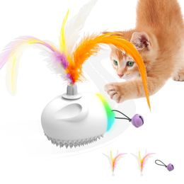 Jumping Insect Cat Toys Interactive Feather Teaser Stick for Kitten Automatic Walking Toys Smart Sensor Pet Cats Game Toy Robot 240226