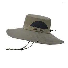 Berets Male Summer Fisherman Caps Wide Brim Bucket Hat For Women Men Breathable Outdoor Anti UV Sun Hiking Fishing Panama Cap