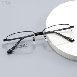 Hbp New Ultra Light Box Metal Titanium Frame for Mens Refined Business and Leisure Half Frame Fashion Myopia Glasses Frame for Men